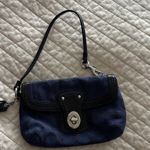 Coach Midnight Blue and Black Wristlet